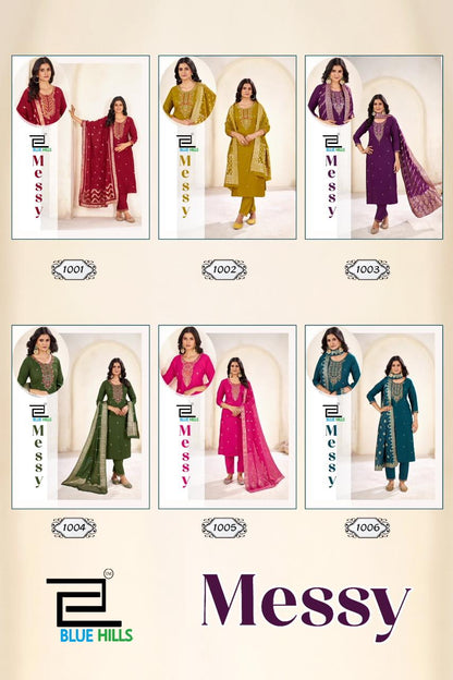 Messy Blue Hills Rayon 14Kg Readymade Pant Style Suits Manufacturer Ahmedabad