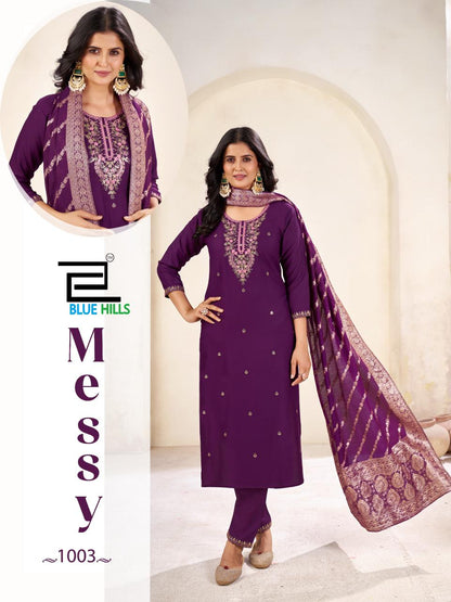 Messy Blue Hills Rayon 14Kg Readymade Pant Style Suits Manufacturer Ahmedabad