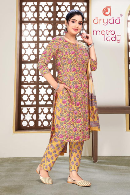 Metro Lady Vol 2 Aryaa Cotton Readymade Pant Style Suits Wholesale