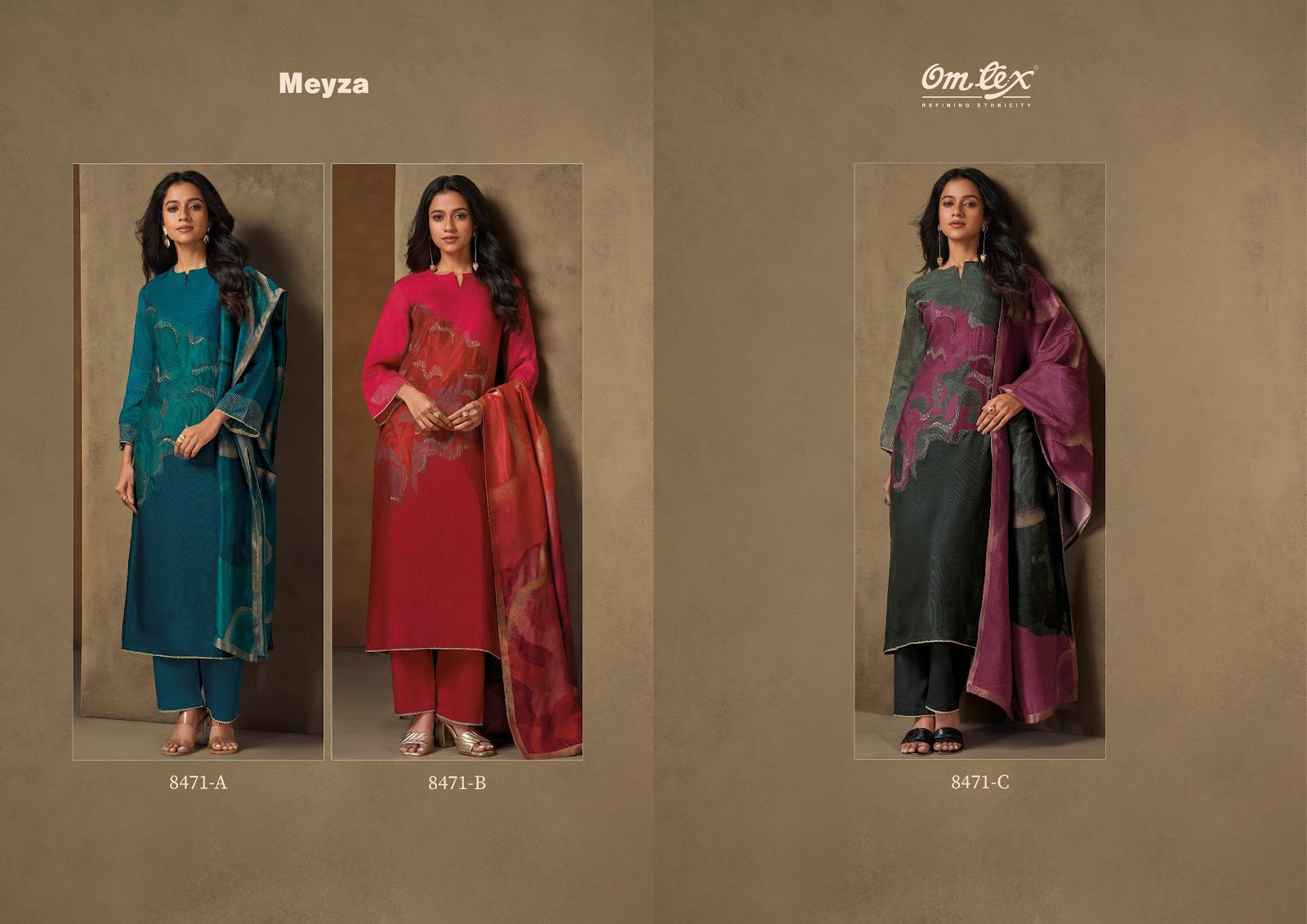 Meyza Omtex Silk Pant Style Suits Manufacturer India