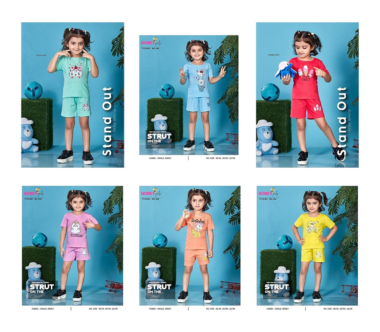 Mg-054 Honey Girls Cotton Biowashed Girls Shorts Set Manufacturer