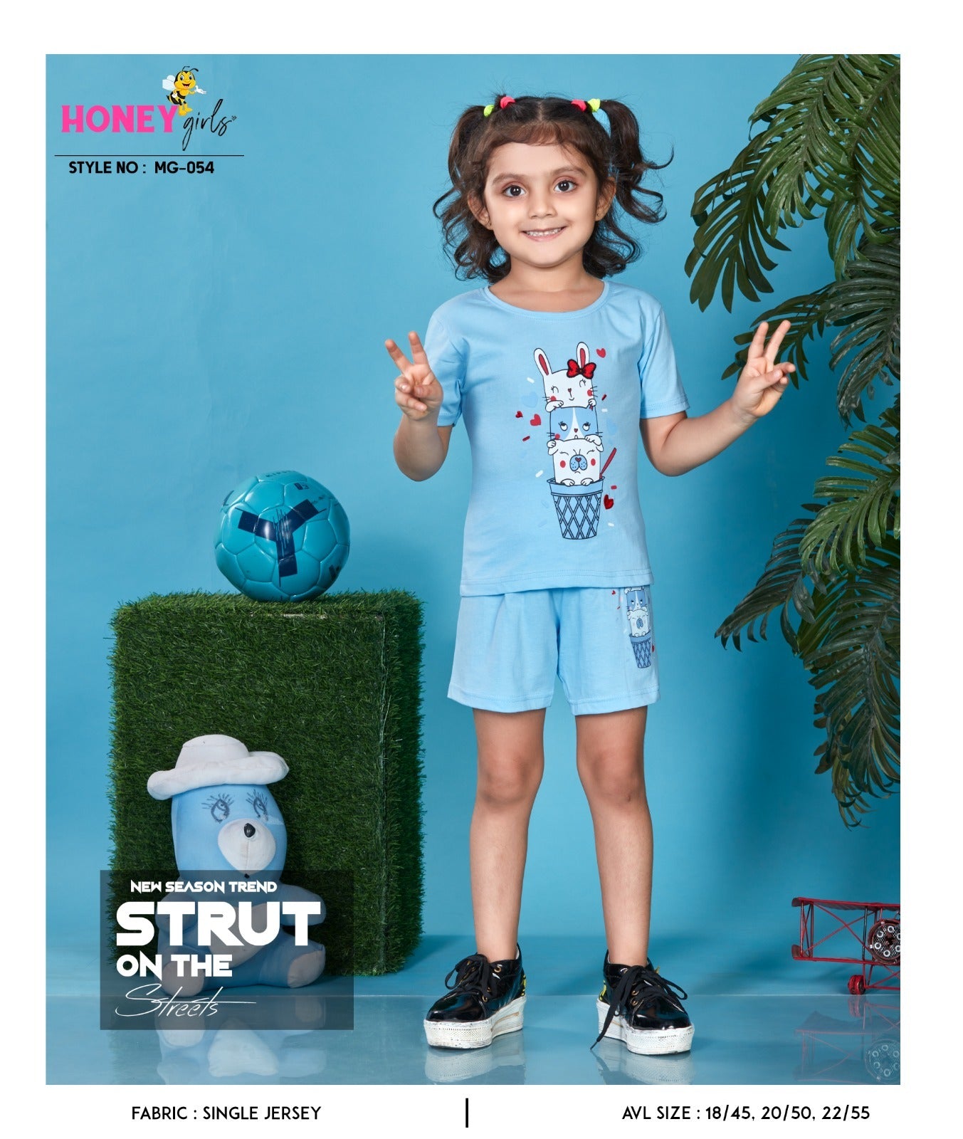 Mg-054 Honey Girls Cotton Biowashed Girls Shorts Set Manufacturer