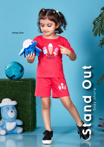 Mg-054 Honey Girls Cotton Biowashed Girls Shorts Set Manufacturer