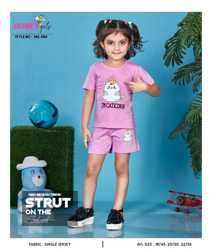 Mg-054 Honey Girls Cotton Biowashed Girls Shorts Set Manufacturer