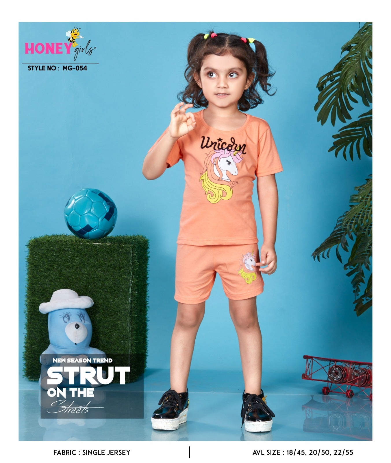 Mg-054 Honey Girls Cotton Biowashed Girls Shorts Set Manufacturer