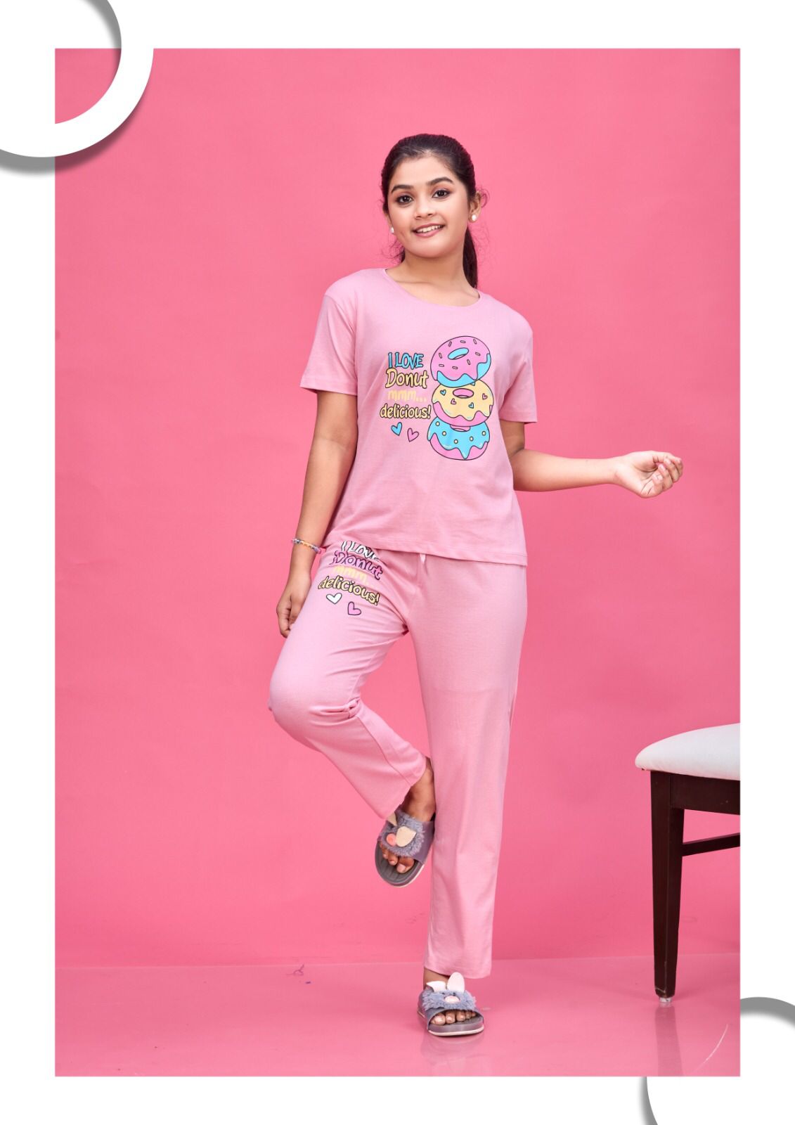 Mg-079 Honey Cotton Biowashed Girls Pant Set Exporter Ahmedabad