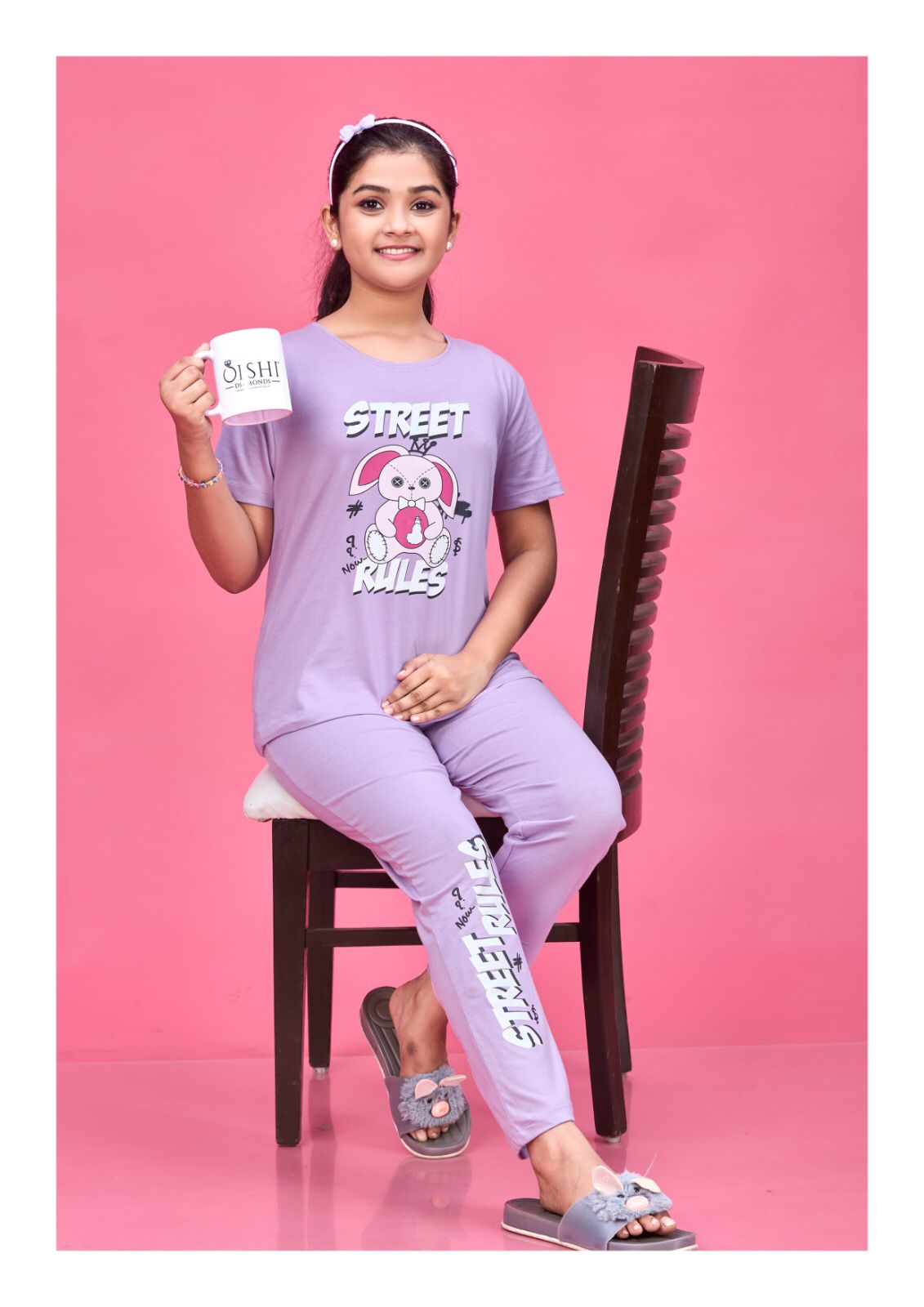 Mg-079 Honey Cotton Biowashed Girls Pant Set Exporter Ahmedabad