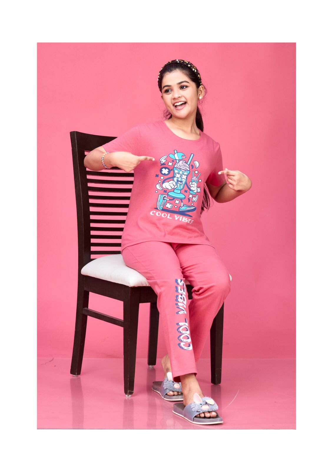 Mg-079 Honey Cotton Biowashed Girls Pant Set Exporter Ahmedabad