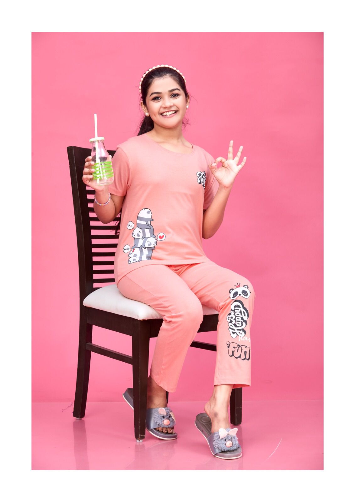 Mg-079 Honey Cotton Biowashed Girls Pant Set Exporter Ahmedabad