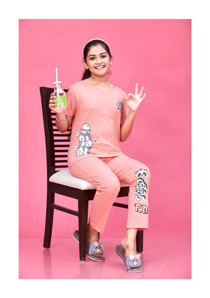 Mg-079 Honey Cotton Biowashed Girls Pant Set Exporter Ahmedabad