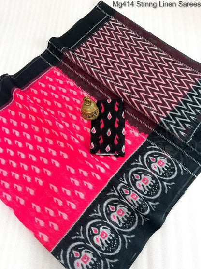 Mg414 Stmng Linen Sarees Manufacturer