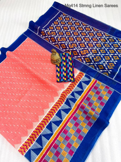 Mg414 Stmng Linen Sarees Manufacturer