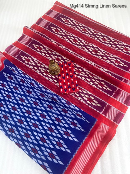 Mg414 Stmng Linen Sarees Manufacturer