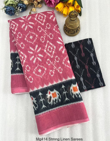 Mg414 Stmng Linen Sarees Manufacturer
