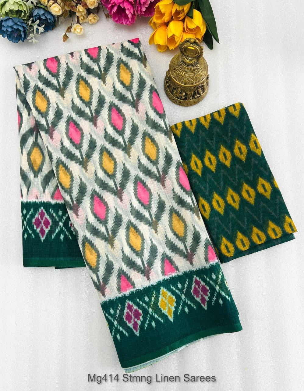 Mg414 Stmng Linen Sarees Manufacturer