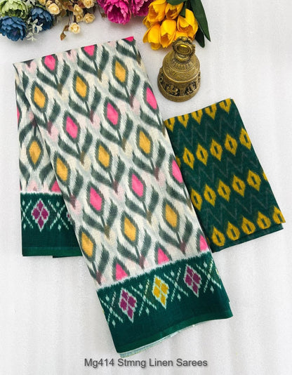 Mg414 Stmng Linen Sarees Manufacturer