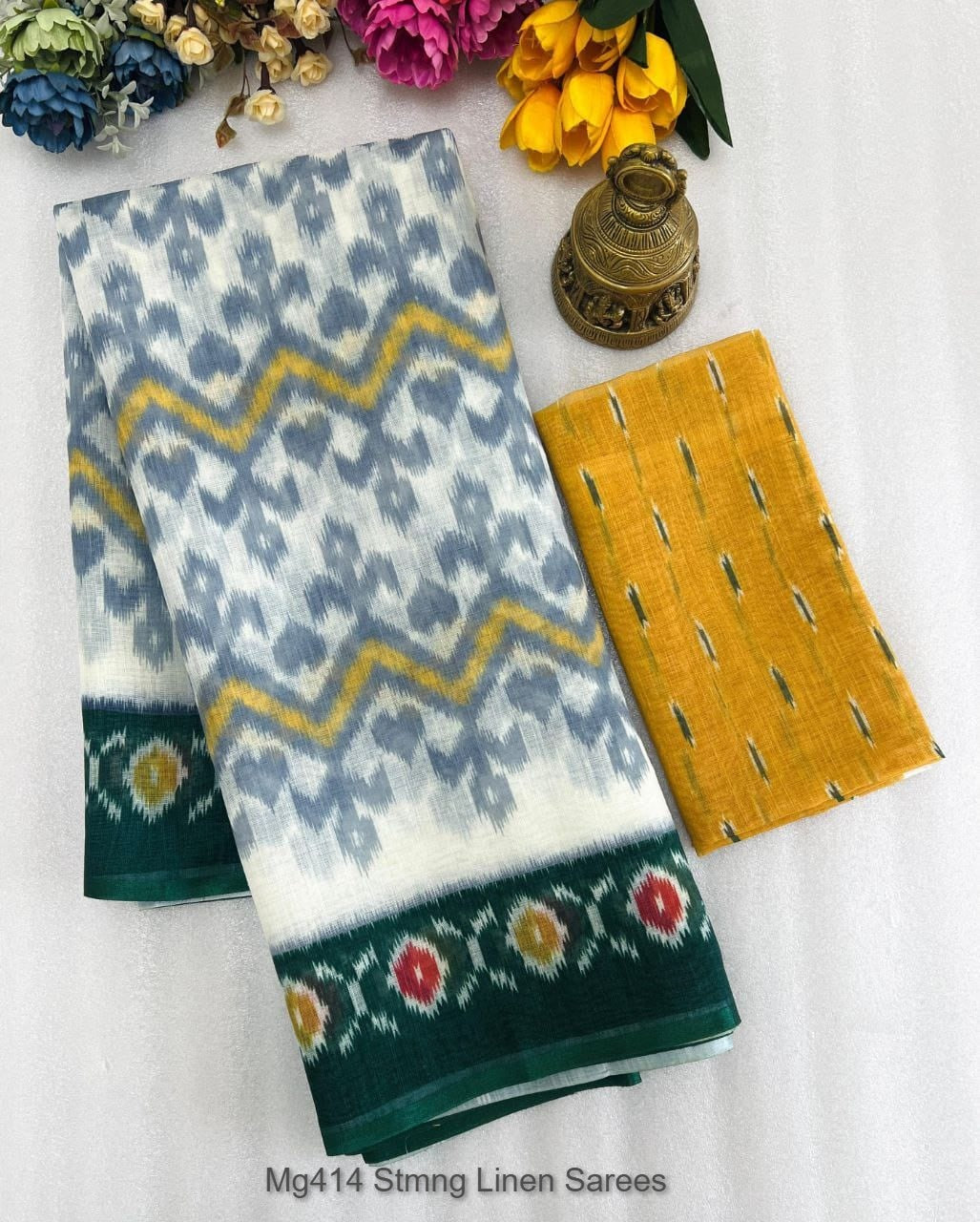 Mg414 Stmng Linen Sarees Manufacturer