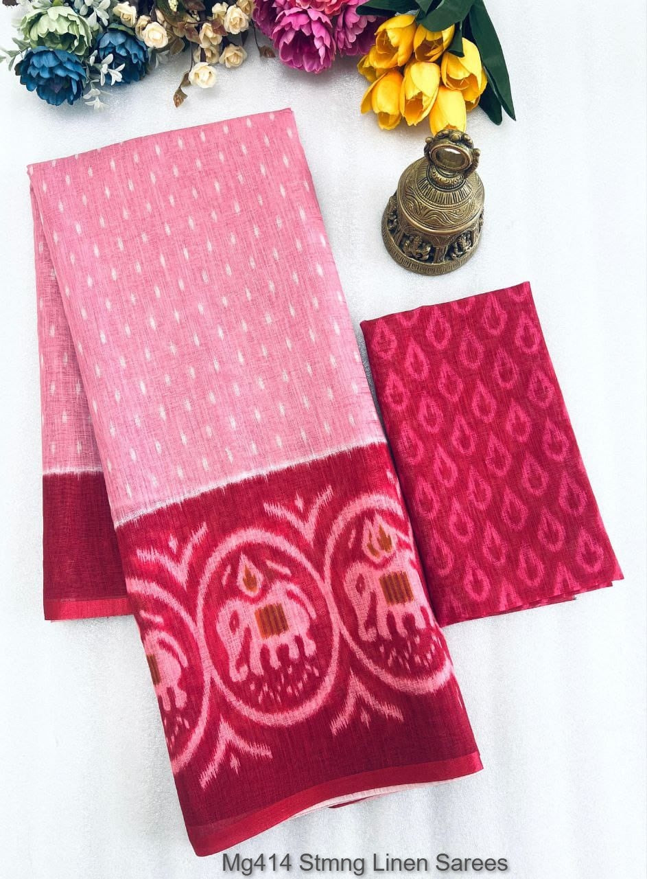 Mg414 Stmng Linen Sarees Manufacturer