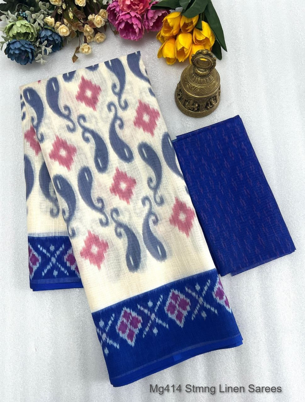 Mg414 Stmng Linen Sarees Manufacturer