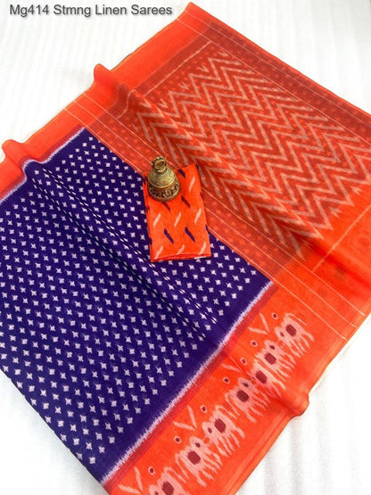 Mg414 Stmng Linen Sarees Manufacturer