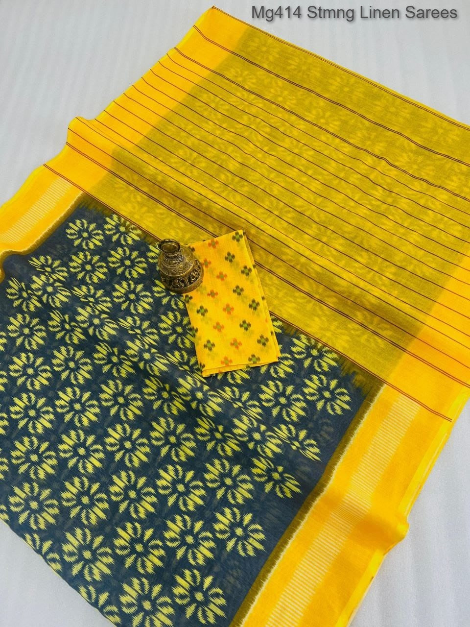 Mg414 Stmng Linen Sarees Manufacturer