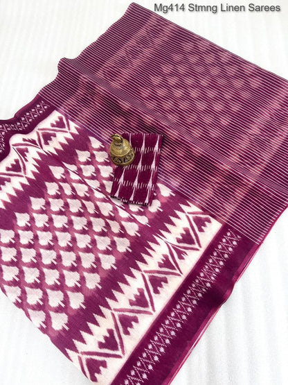 Mg414 Stmng Linen Sarees Manufacturer