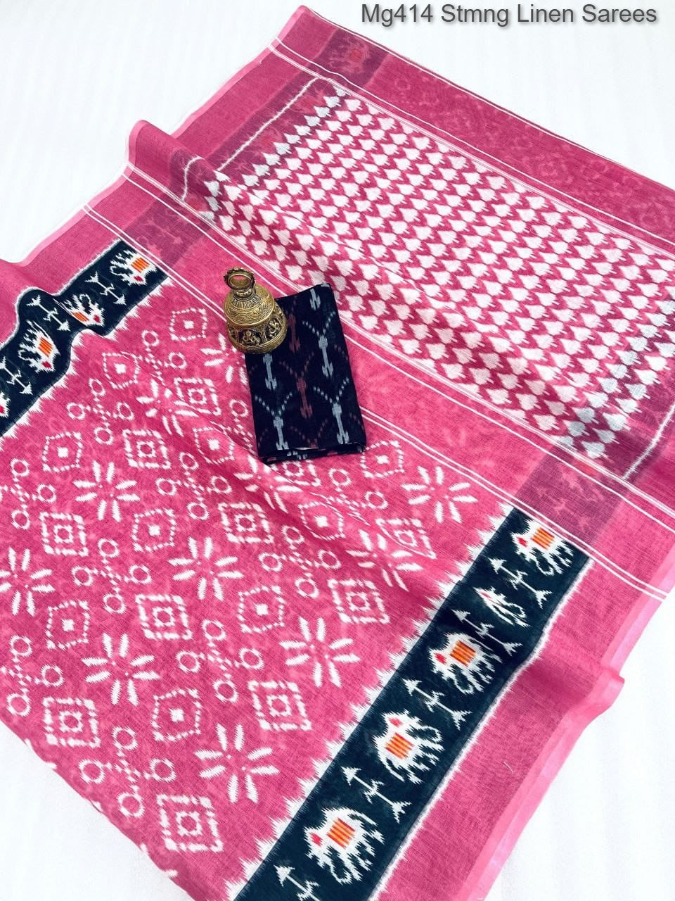 Mg414 Stmng Linen Sarees Manufacturer