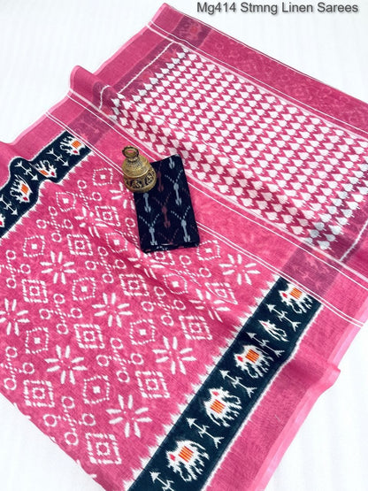 Mg414 Stmng Linen Sarees Manufacturer