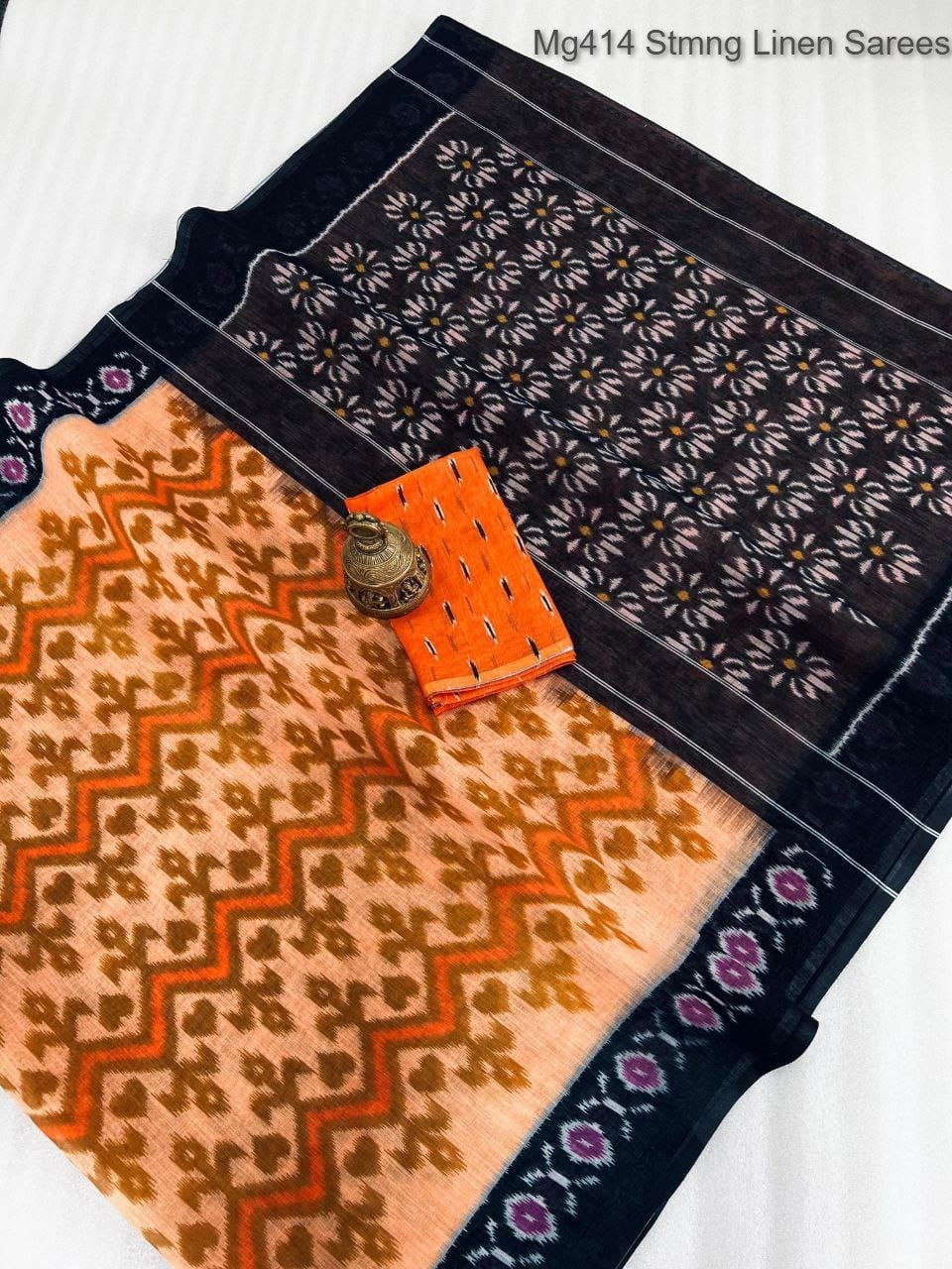 Mg414 Stmng Linen Sarees Manufacturer