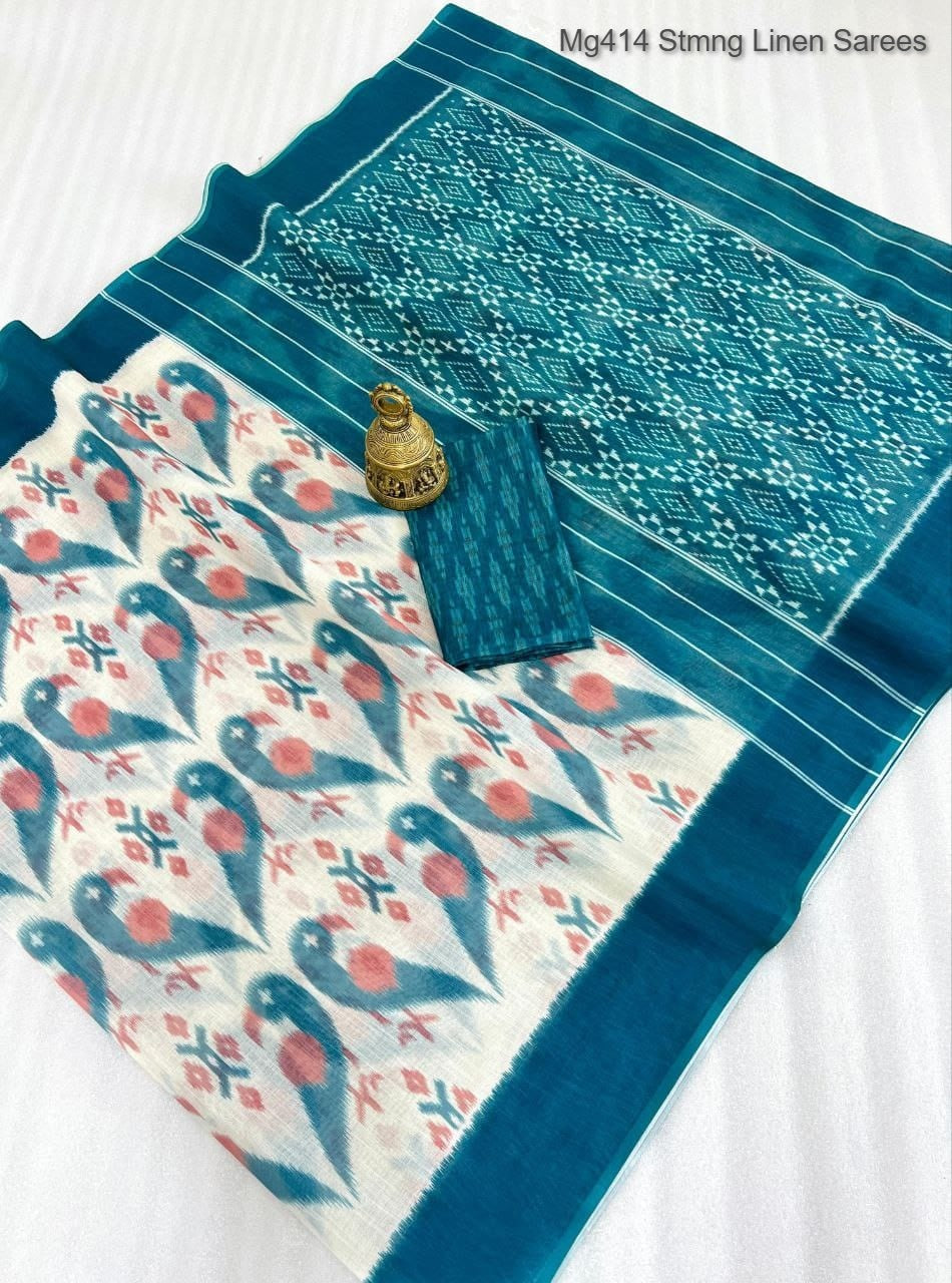Mg414 Stmng Linen Sarees Manufacturer