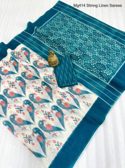 Mg414 Stmng Linen Sarees Manufacturer