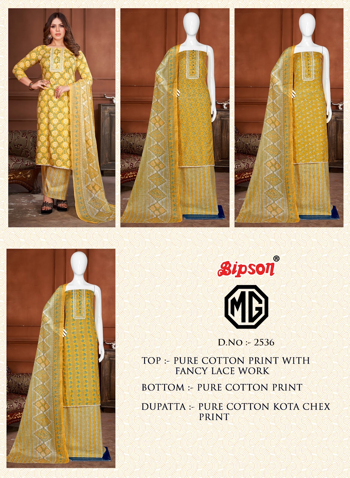 Mg 2536 Bipson Prints Cotton Pant Style Suits