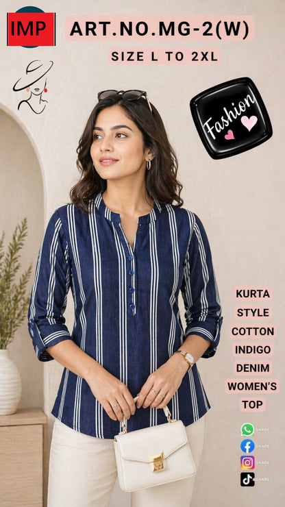Mg 2W Kurta Style Imp Cotton Stylish Short Tops Wholesale Price