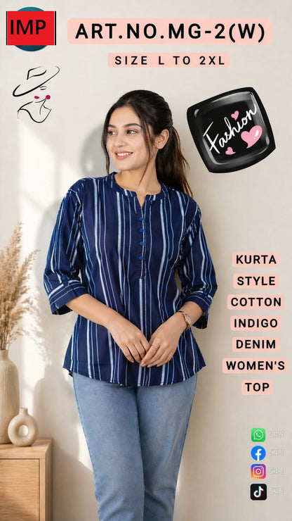 Mg 2W Kurta Style Imp Cotton Stylish Short Tops Wholesale Price