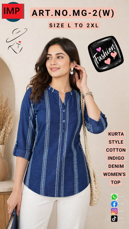 Mg 2W Kurta Style Imp Cotton Stylish Short Tops Wholesale Price