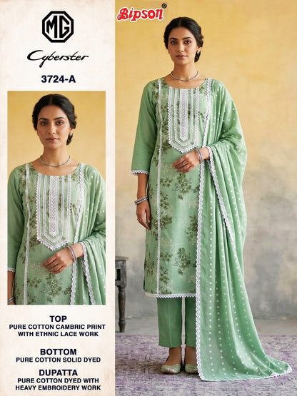 Mg Cyberster 3724 Bipson Prints Cotton Cambric Pant Style Suits Wholesaler