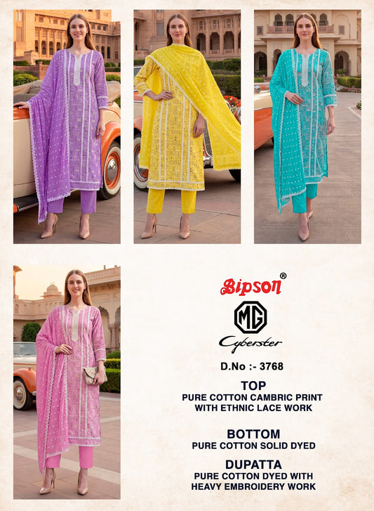 Mg Cyberster 3768 Bipson Prints Cotton Cambric Pant Style Suits Exporter India