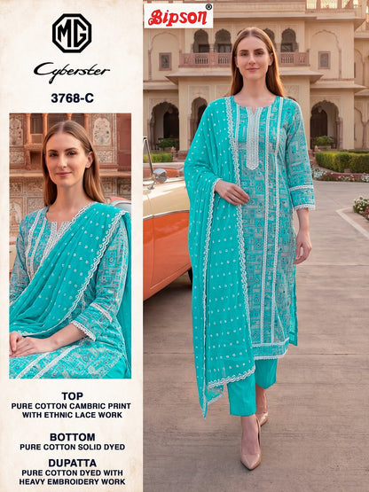 Mg Cyberster 3768 Bipson Prints Cotton Cambric Pant Style Suits Exporter India