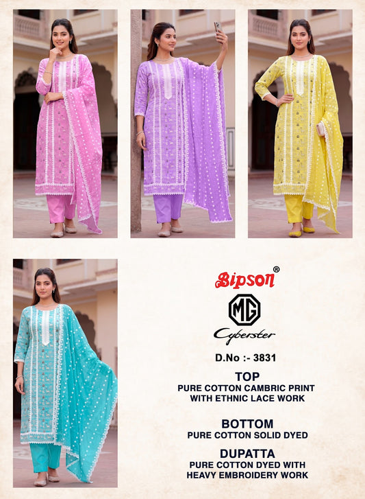 Mg Cyberster 3831 Bipson Prints Cotton Cambric Pant Style Suits Supplier Gujarat