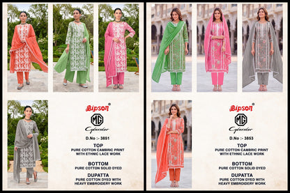 Mg Cyberster 3851-3853 Bipson Prints Cotton Cambric Pant Style Suits Wholesale Price