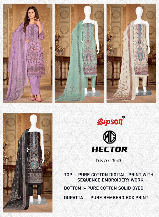 Mg Hector 3045 Bipson Prints Pure Cotton Pant Style Suits Manufacturer Ahmedabad