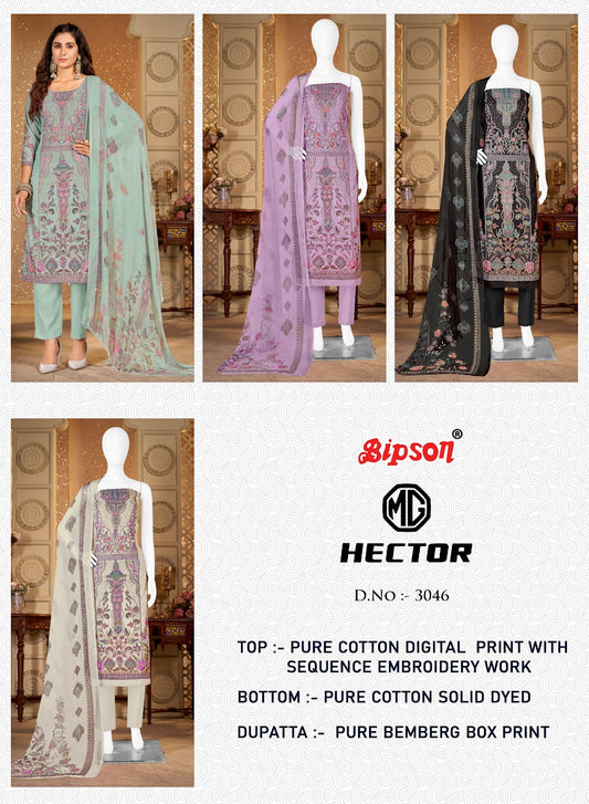 Mg Hector 3046 Bipson Prints Pure Cotton Pant Style Suits Supplier Ahmedabad