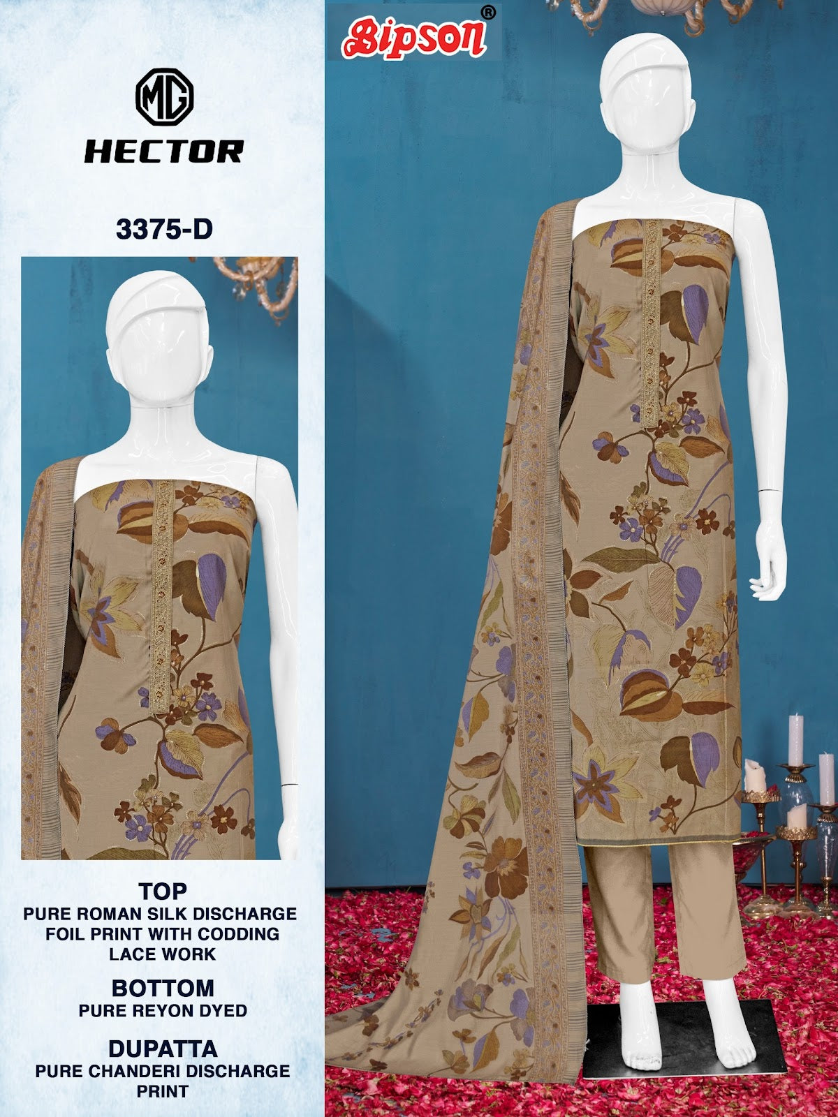 Mg Hector 3375 Bipson Prints Roman Silk Pant Style Suits Supplier