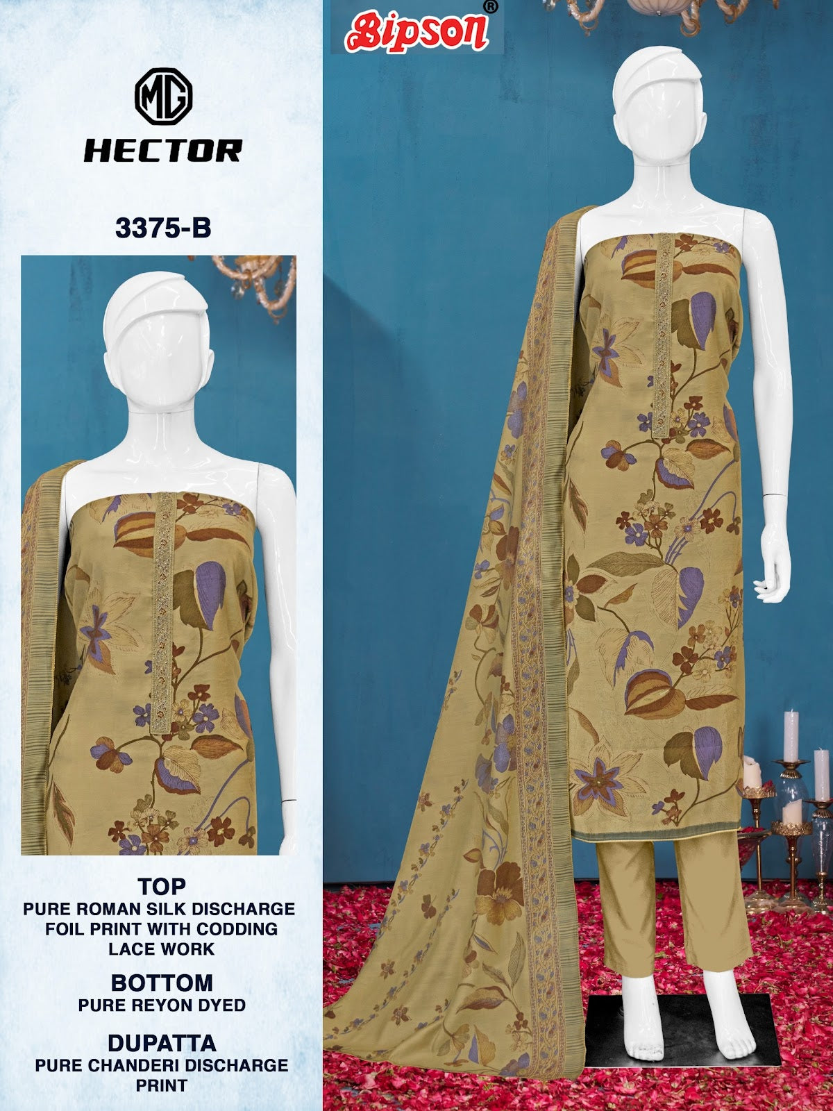 Mg Hector 3375 Bipson Prints Roman Silk Pant Style Suits Supplier