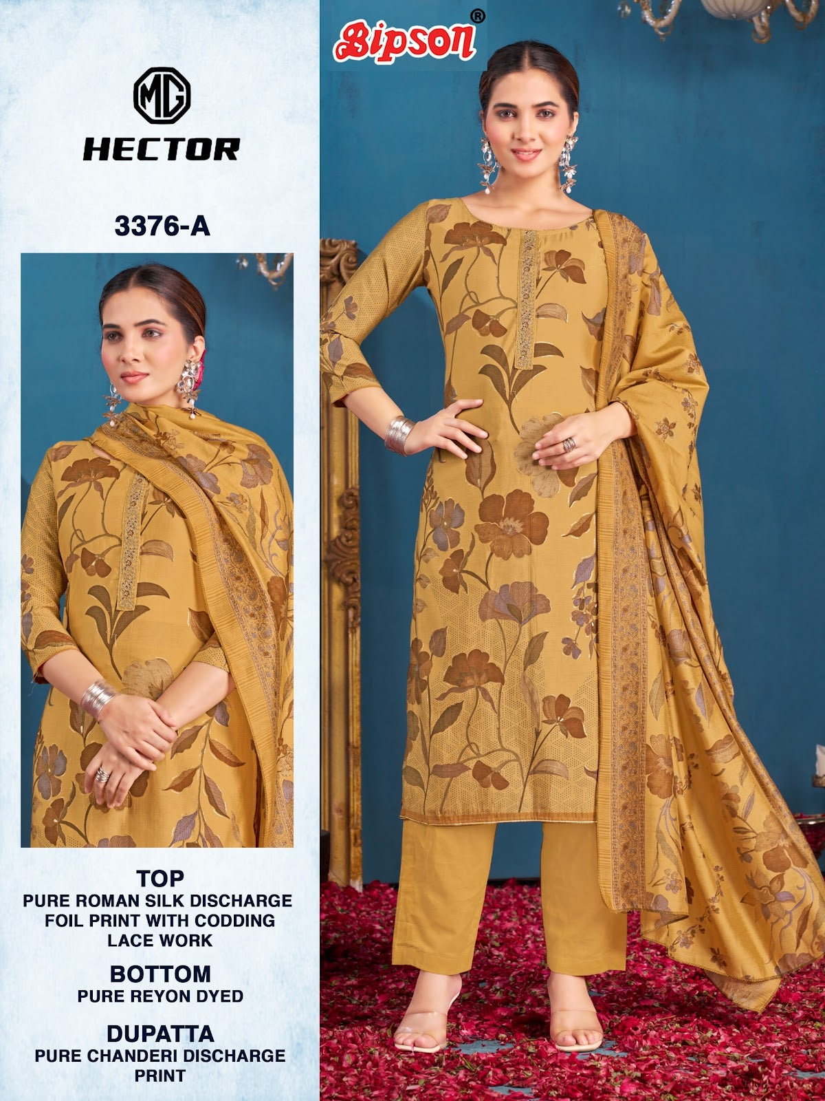 Mg Hector 3376 Bipson Prints Roman Silk Pant Style Suits Manufacturer