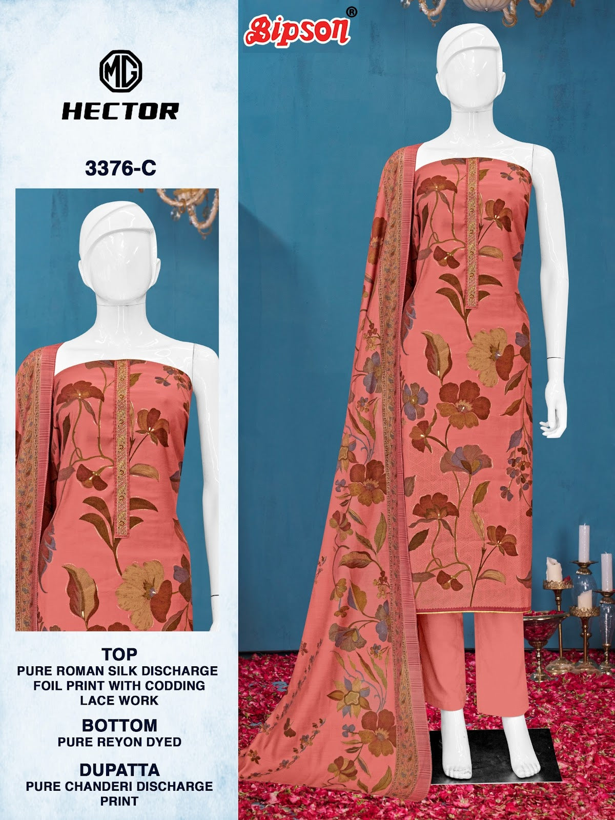 Mg Hector 3376 Bipson Prints Roman Silk Pant Style Suits Manufacturer