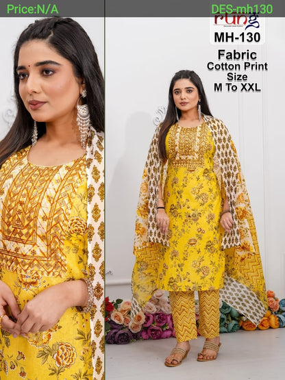 Mh 124-130 Rung Readymade Cotton Pant Suits Wholesale Rate