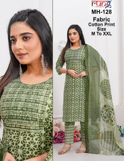 Mh 124-130 Rung Readymade Cotton Pant Suits Wholesale Rate