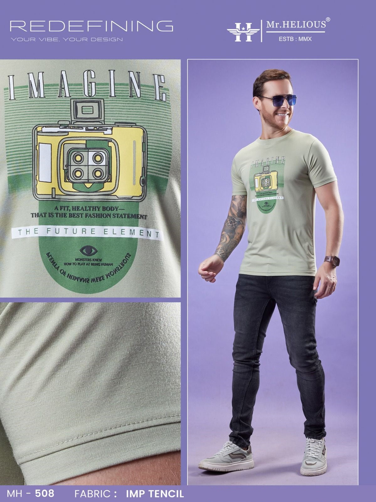 Mh 508 Mr. Helious Tencil Mens Tshirts Supplier