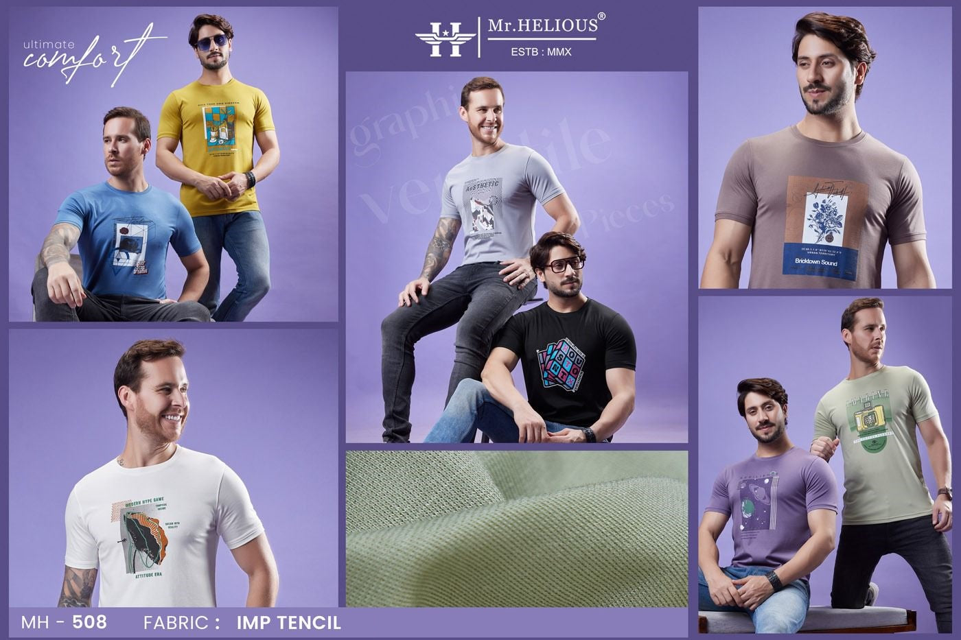 Mh 508 Mr. Helious Tencil Mens Tshirts Supplier